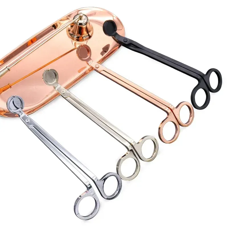 Snuffers de aço inoxidável vela pavio trimmer rosa ouro vela tesoura cortador vela pavio trimmer óleo lâmpada guarnição tesoura cortador fy4380 zz