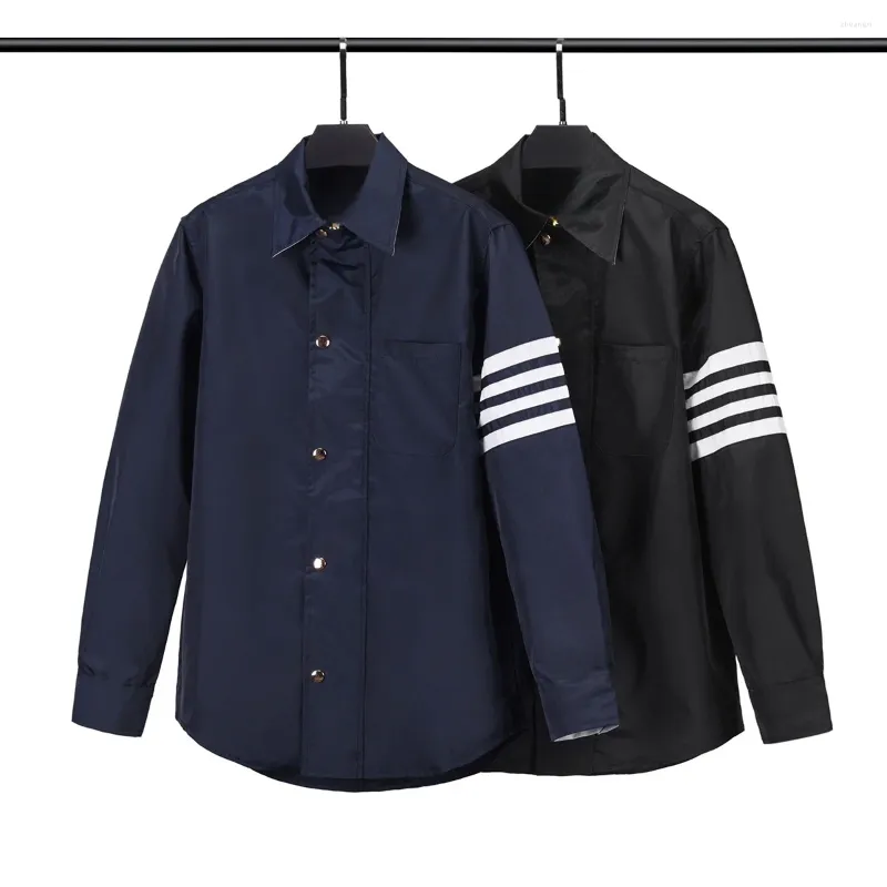 Men's Jackets Jacket Luxury Korean Version Four-bar Same Yarn-dyed Lapel Casual Zip Slim Coat