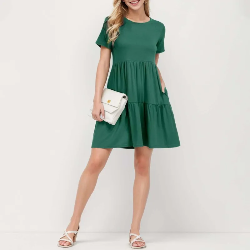 Womens Casual Summer Dress Short Sleeve Ruffled Layered Knee-Length A-Line Polyester Sundress from Dhgate Basic & Casual Dresses - price 43.36 Womens Casual Summer Dress Short Sleeve Ruffled Layered Knee-Length A-Line Polyester Sundress from Dhgate Basic & Casual Dresses - price 43.36