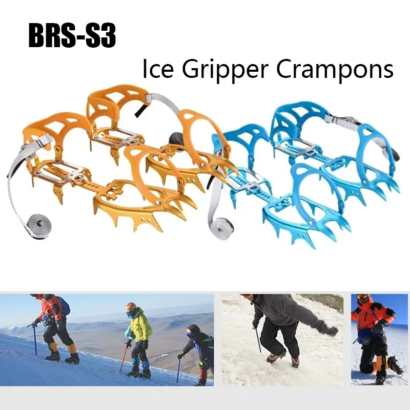 Tillbehör BRS S3 14 tänder Claws Crampons skor Ultralight Antiskid Aluminium Alloy Mountaineering Crampons utrustning