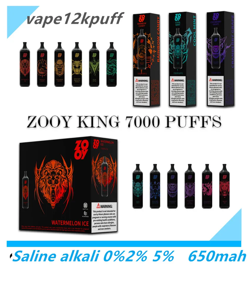 Orijinal Yeni Ürün Zooying 7000Puffsvapere Sigara Su Misti Atomizer Pod650mah, 7kpuffsvapes 16ml şarj edilebilir c tipi nikotin içeriği 0% 2% 5%