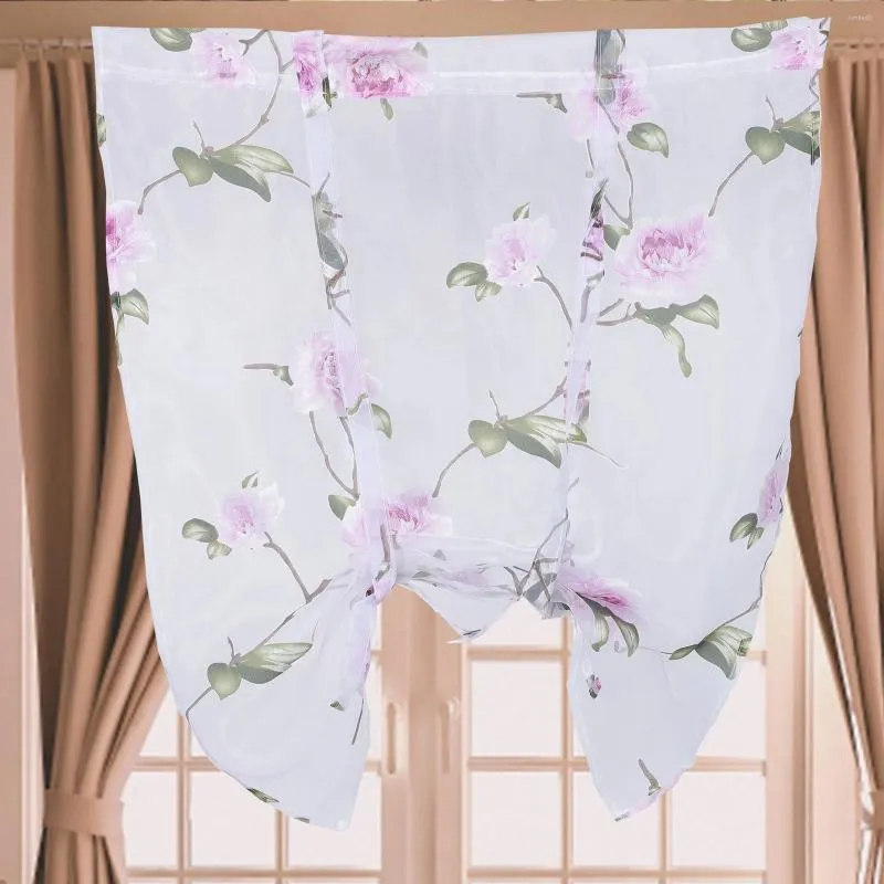 Rideau Floral romain Semi-transparent, ombrage de fenêtre, stores à cravate pour salon, balcon, chambre à coucher, 08X1m (rose)