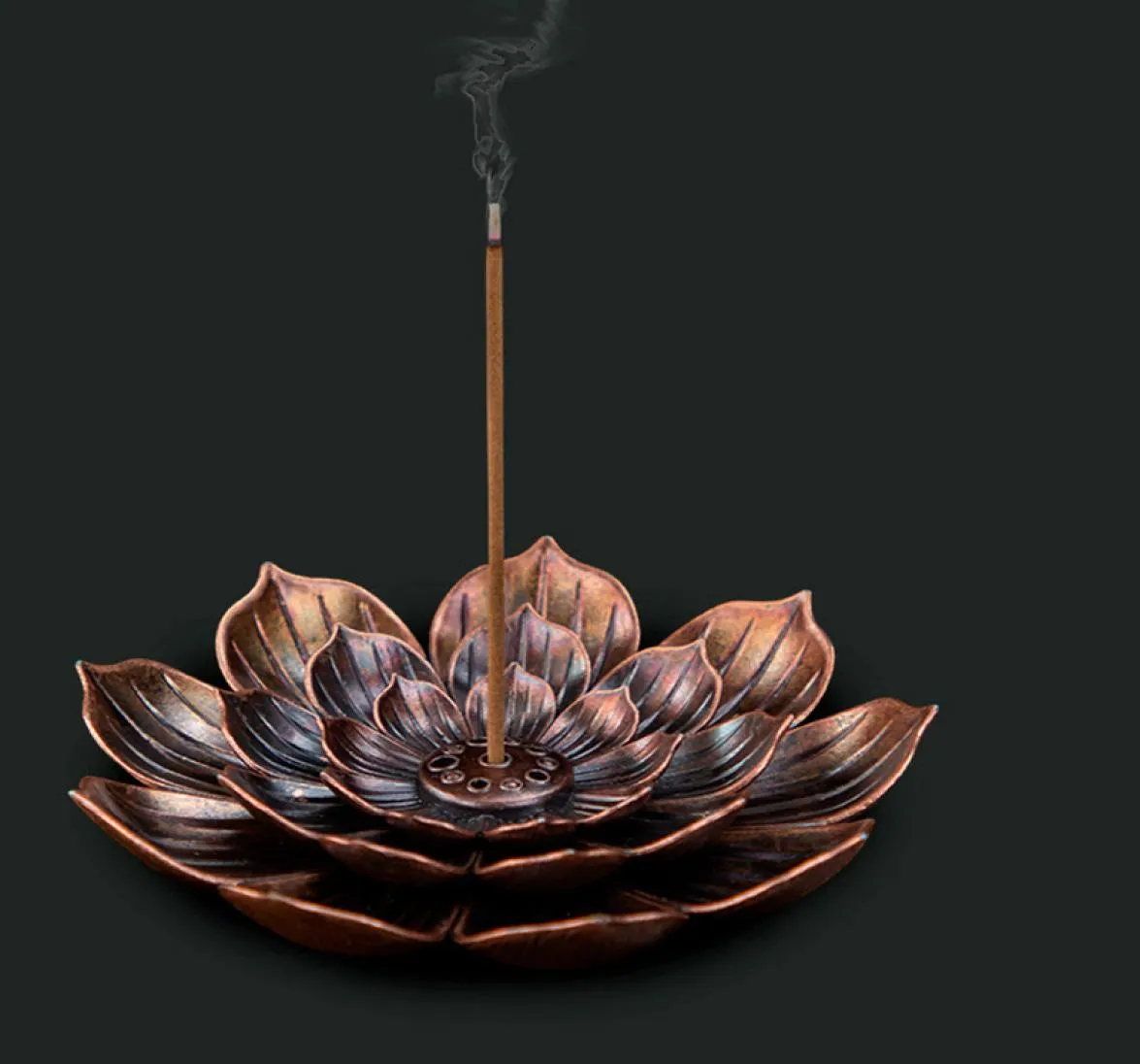 2 in 1 Creative Incense Stick Holder Home Decoration Alloy Lotus Line Incenses Burner Metal Crafts Sandalwood Coil Base Red Bronze2071854