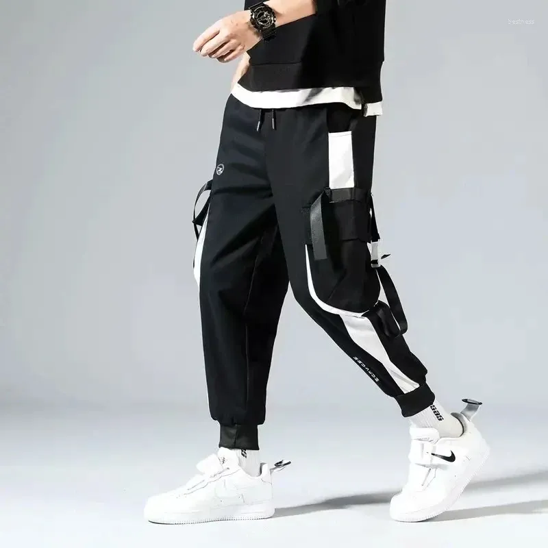 Pantalons pour hommes à la mode tricoté sport cordon leggings basket-ball polyvalent garde ample