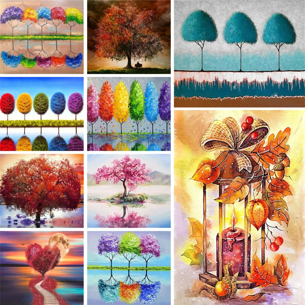 Numer krajobrazowy Drzewo Drzewaj Farby DIY według liczb Kompletny zestaw akrylowy 50*70 PŁADY PABJNY Zdjęcia dekoracyjne obrazy dla dzieci