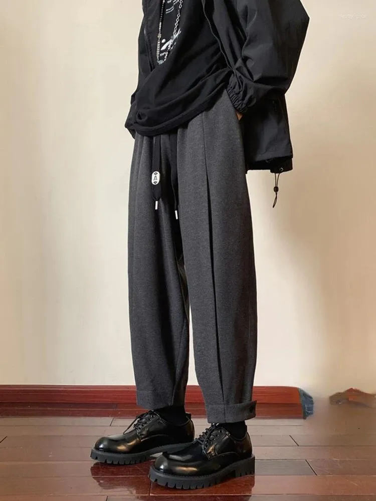 メンズスーツ秋の冬のウールスーツパンツ男性スリムファッションソサエティメンズドレス韓国のゆるいストレートフォーマルズボンa128