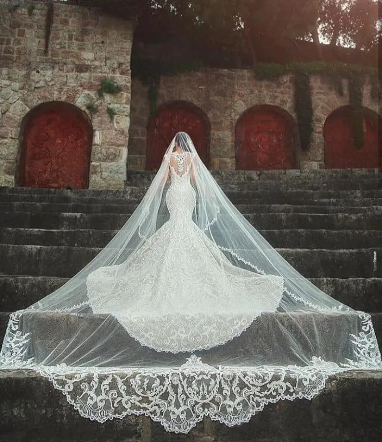 بيع مصلى الطول الحجاب الزفاف مع الأسلوب في الأسهم طويلة الحجاب الزفاف 2019 Vestido de Noiva Longo Wedding Veil1087362