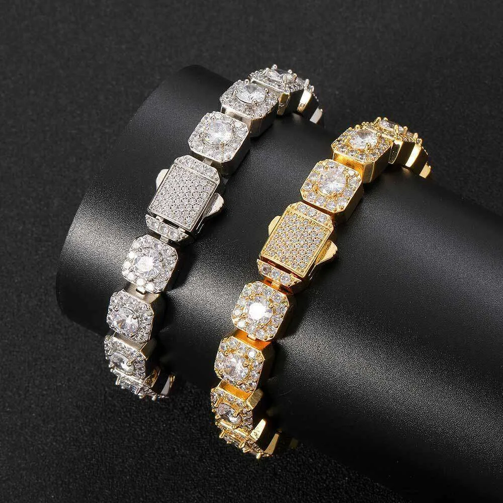 10 mm vierkante rock suikerketting zirkoon accessoire trendy hiphop nieuwe lente gesp herenarmband