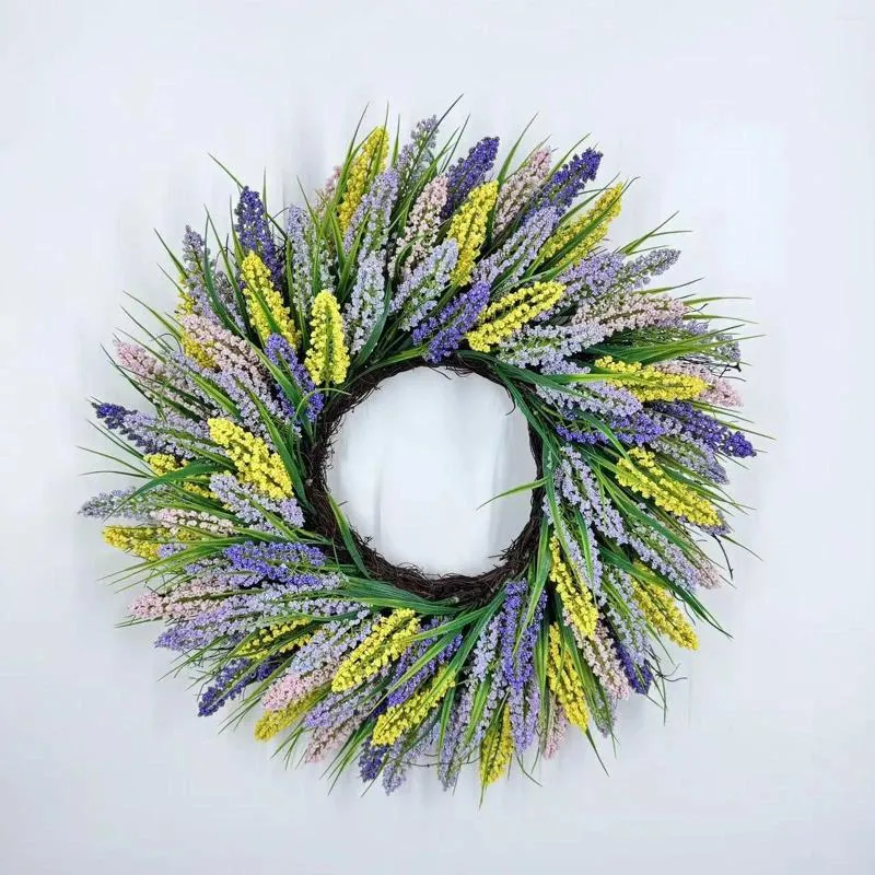 Decorative Flowers Spring Grass Wreath Hanging Elegant Wedding Party Floral For Holiday Wall Living Room Indoor Patio