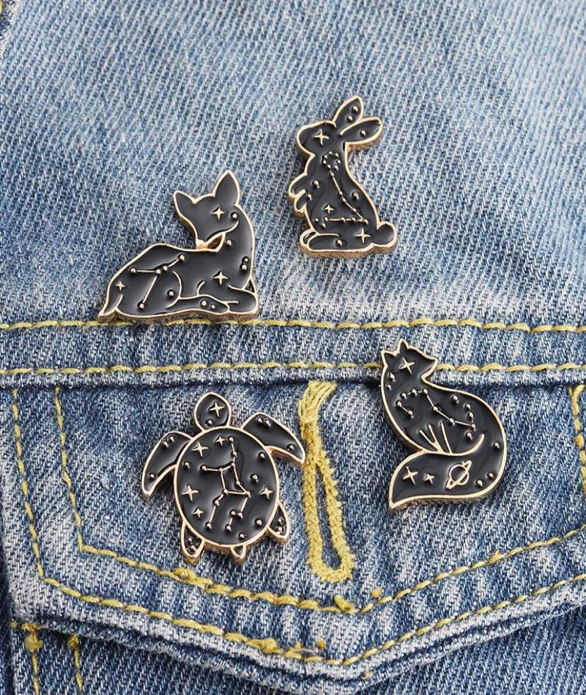 Punk Style Animal Black Color Turtle Rabbit Enamel Brooches Pin for Women Fashion Dress Coat Shirt Demin Metal Funny Brooch Pins B4268473