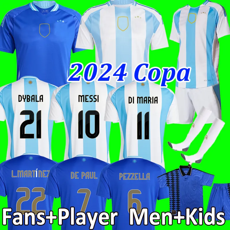 24 25 Argentina Copa America Soccer Jerseys 3 Stars 2024 2025 1994 Retro Di Maria Dybala Football Shirt Maradona Montiel Martinez Men Kids Kit Full Camiseta de Futbol