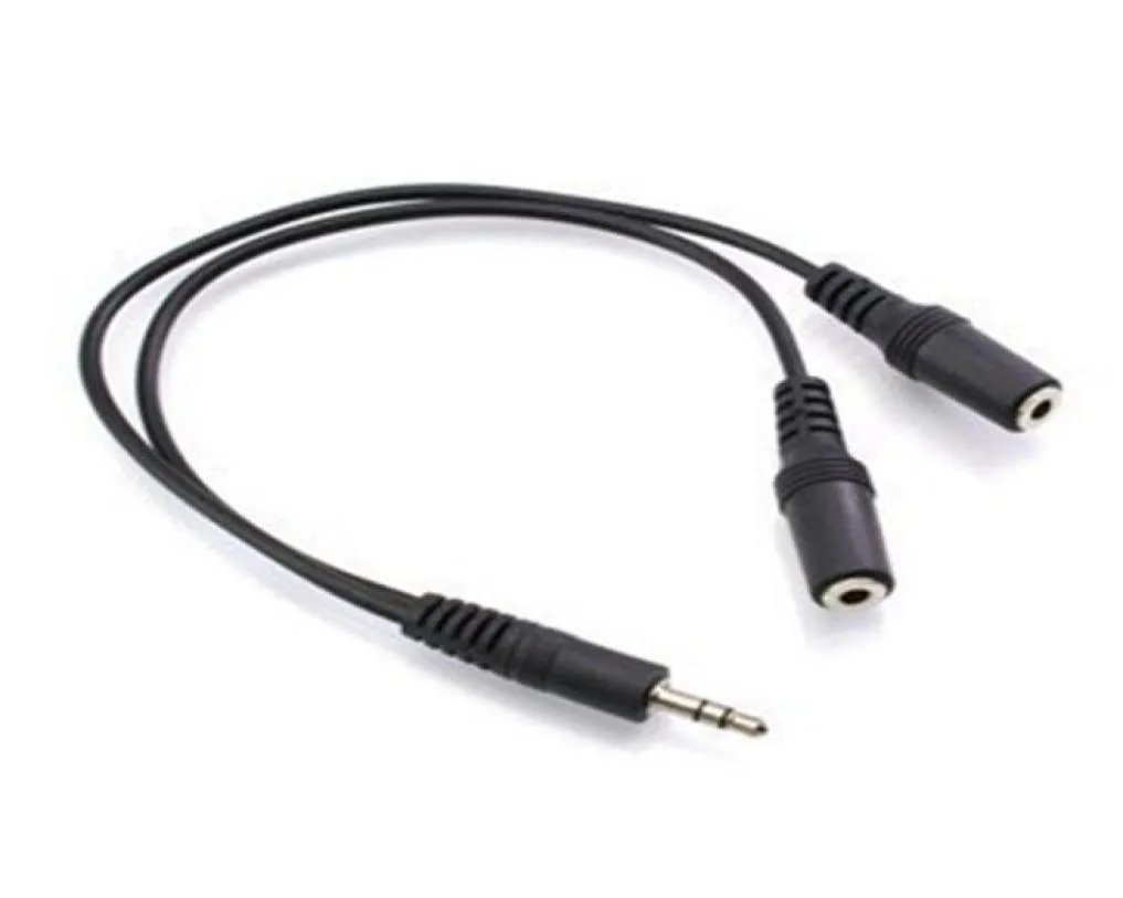 Zwart 1 Man Naar 2 Vrouw 35 Mm Aux Audio Y Splitter Kabel Hoge Kwaliteit Oortelefoon Hoofdtelefoon Adapter9194579