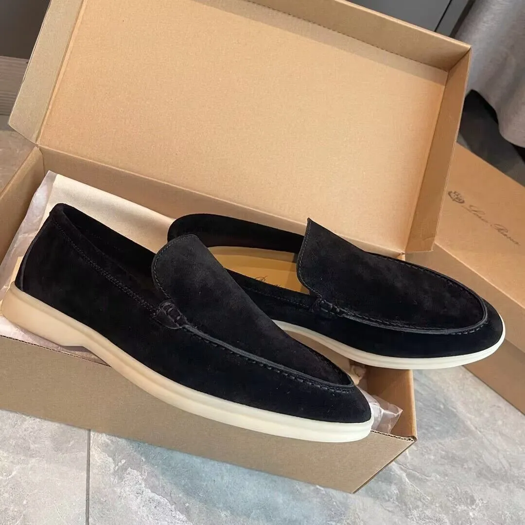 Designer LP Summer walk Loafer sneaker Men casual shoes comfort Tendon Bottom soft suede and leather outdoor slip on flats dress oxford casual factory sale 38-46Box