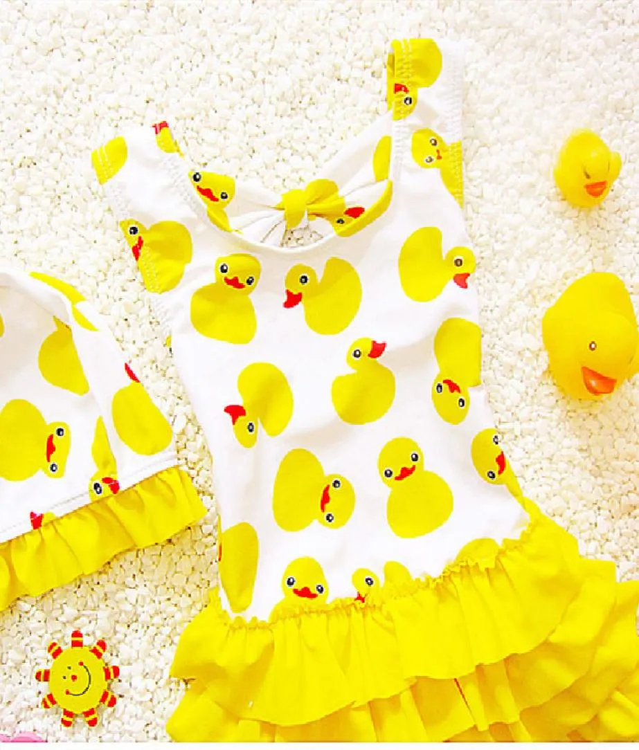 18 ans enfants maillot de bain pour filles belle canard jaune maillot de bain enfants maillot de bain princesse une pièce maillots de bain bonnet de bain2899452