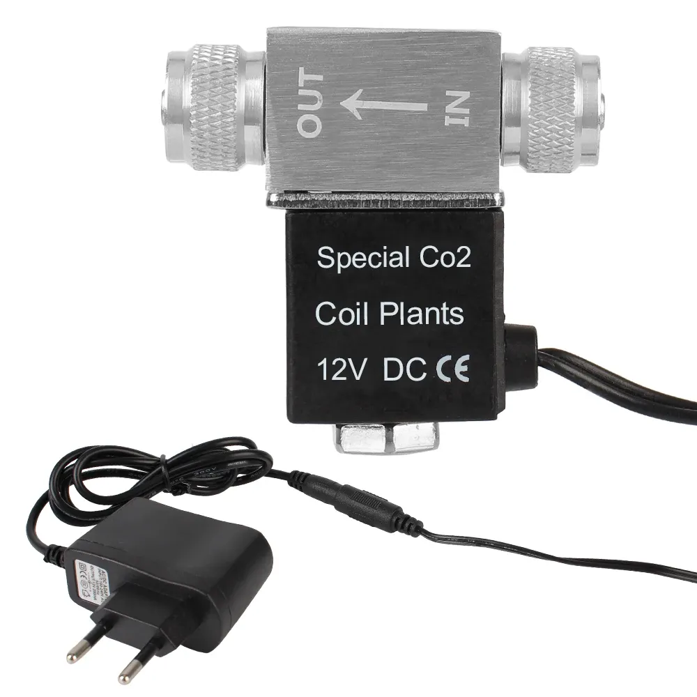 Equipamento eu plug dc 12v cabeça dupla para tanque de peixes válvula magnética sistema co2 regulador válvula solenóide aquário elétrico baixa temperatura