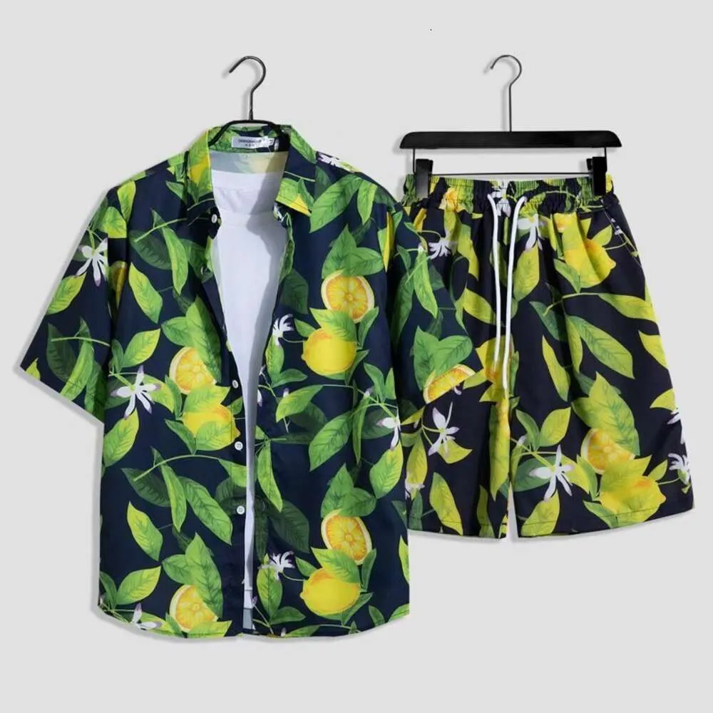 Costume de créateur Quick Wave Summer Beach Shirt Hommes Hawaiian Vacances à manches courtes à la mode Fleur Crème solaire Cover Up Set 0e3y