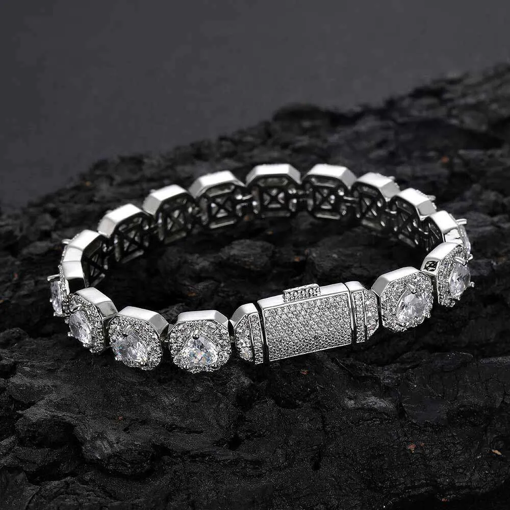 Smycken 10mm Love Zircon Rock Sugar Trendy Brand Personlig full diamanthiphopmens armbandstillbehör