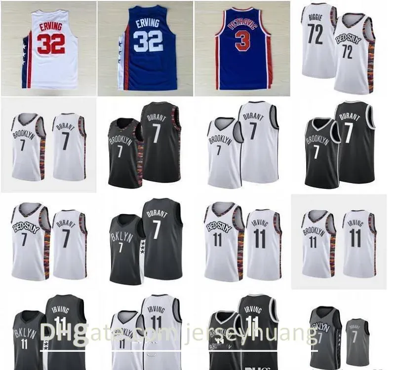 Custom Men Women Youth Brooklyn''Nets''72 BIGGIE Basketball Jersey Julius 32 Erving Drazen 3 Petrovic BED STUY 11 Irving Kevin 7 Durant City Shirt News