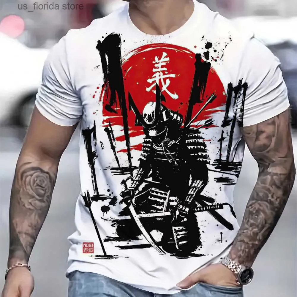 Erkek Tişörtleri Japonya Samuray Erkekler T-Shirt Kişiselleştirilmiş Kazanım Kısa Slve Ts Yaz Yuvarlak Boyun Erkek Moda Tasarımcısı Tops Y240315