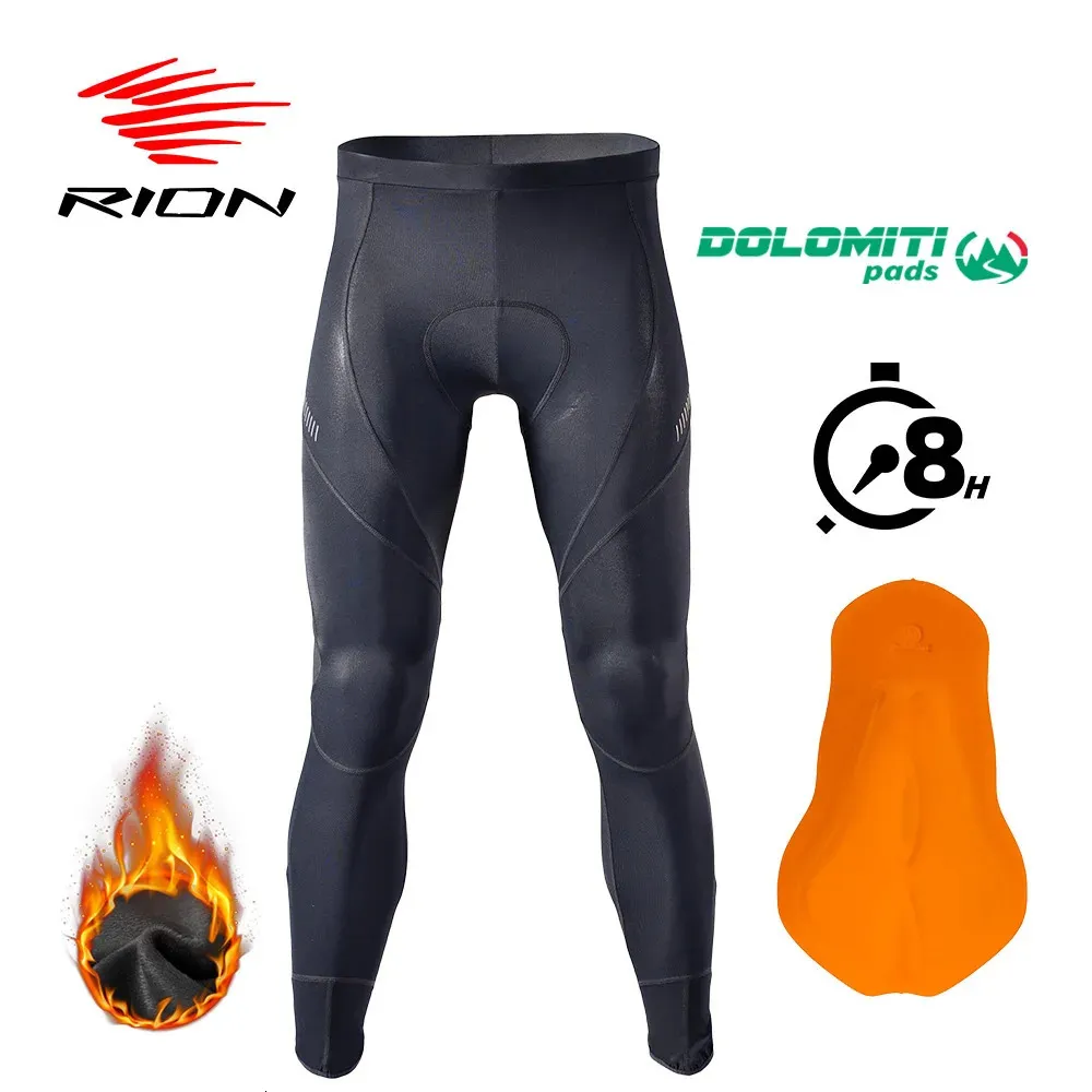 RION Pantaloni da bicicletta Collant da uomo MTB Abbigliamento invernale da bici Pantaloni da ciclismo professionali Pantaloni lunghi in pile termico invernale 6H 8H antivento caldo 240312