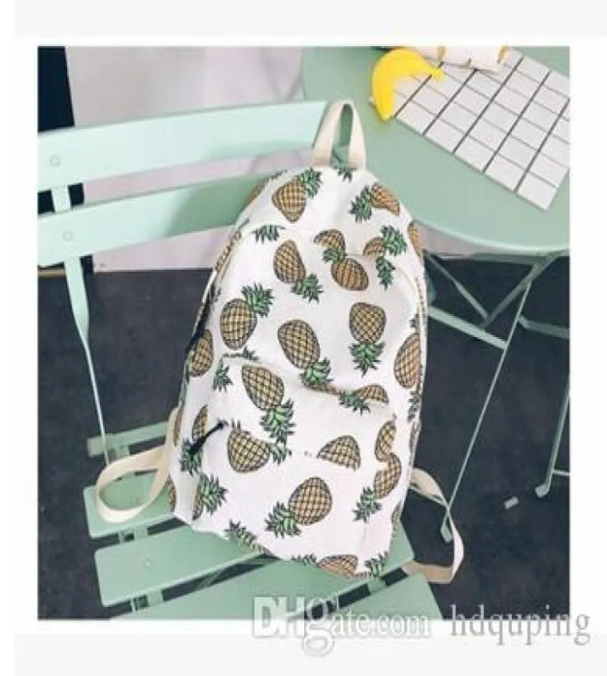 Frauen Rucksack Für Schule Teenager Mädchen Jungen Taschen Ananas Niedlichen Rucksack Leinwand Druck Rucksäcke Reise Mochila FI Mode b6152070