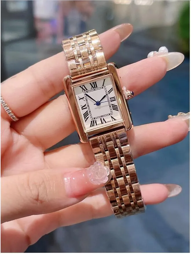 Luxury Fashion Men Watch Women Watches rostfritt stål Square Subdial Working Male Wristwatch Top Brand Relogio Feminino Waterproof Tank Must Design Lady Clock 01