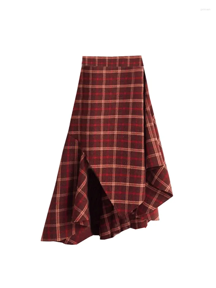 Gonne Gonna scozzese rossa a trapezio da donna Vintage Y2k Harajuku Streetwear Irregolare anni 2000 anni '90 Estetica Abiti trasandati Estate