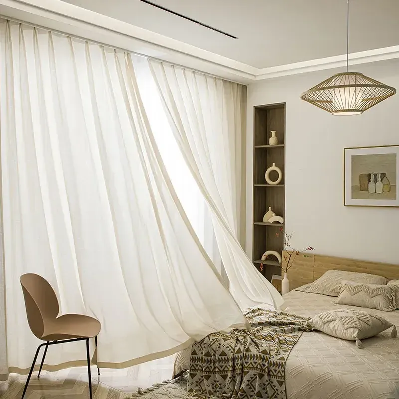 Rideaux rideau pour salon couleur unie minimalisme moderne décoration de la maison IG chambre couloir translucide fenêtre criblage Cortinas