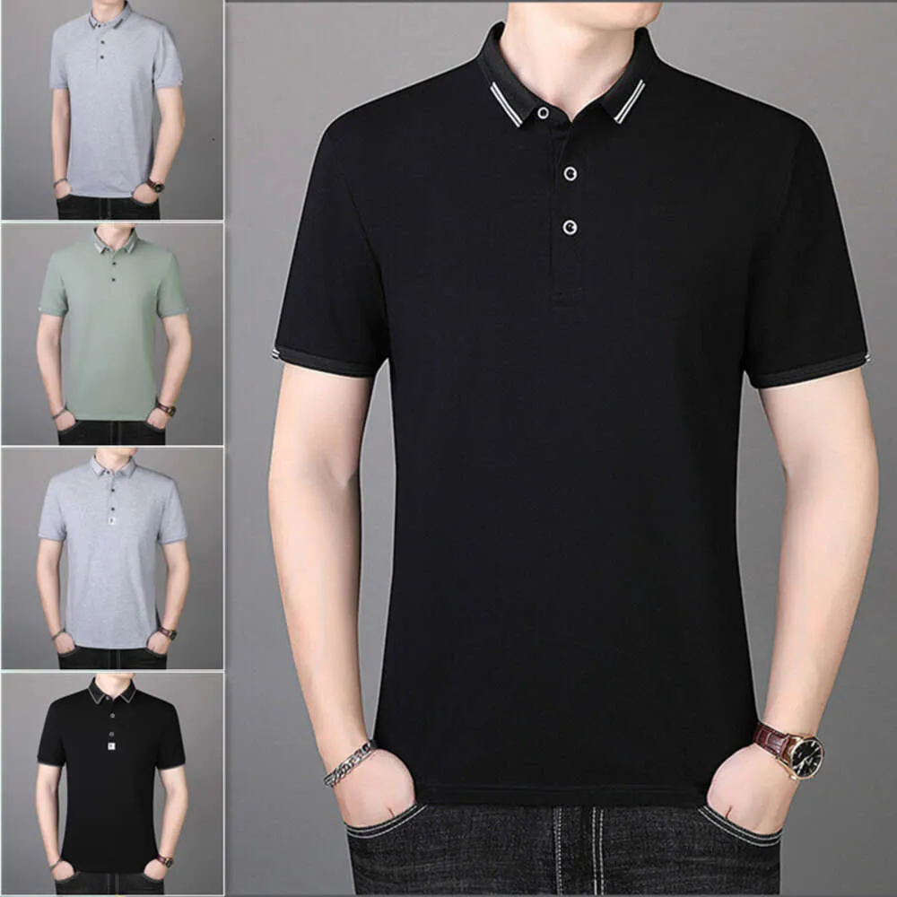 Polo Jeunesse Revers Couleur Unie Soie Glacée Lâche Polo Homme T-shirt À Manches Courtes