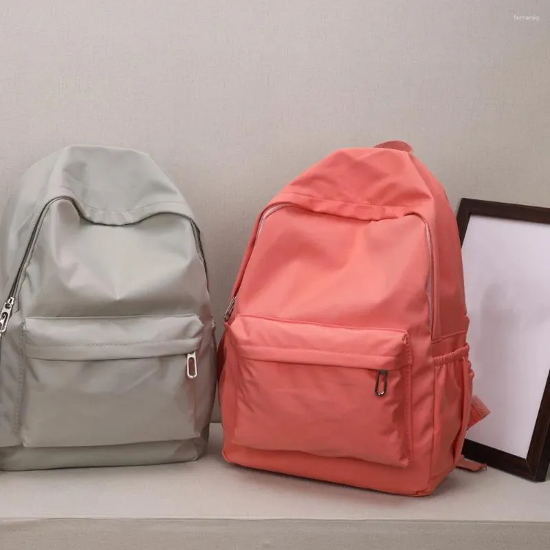 Schultaschen 2024 Frauen Einfarbig Nylon Rucksack Adrette Studenten Große Kapazität Handtaschen Rucksack Für Teenager Mädchen