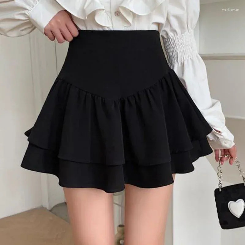 Skirts For Women Gyaru Short Black Clothing Mini Womens Skirt Korean Style Flare Ruffle Y2k Casual A Line Summer 2024 Aesthetic