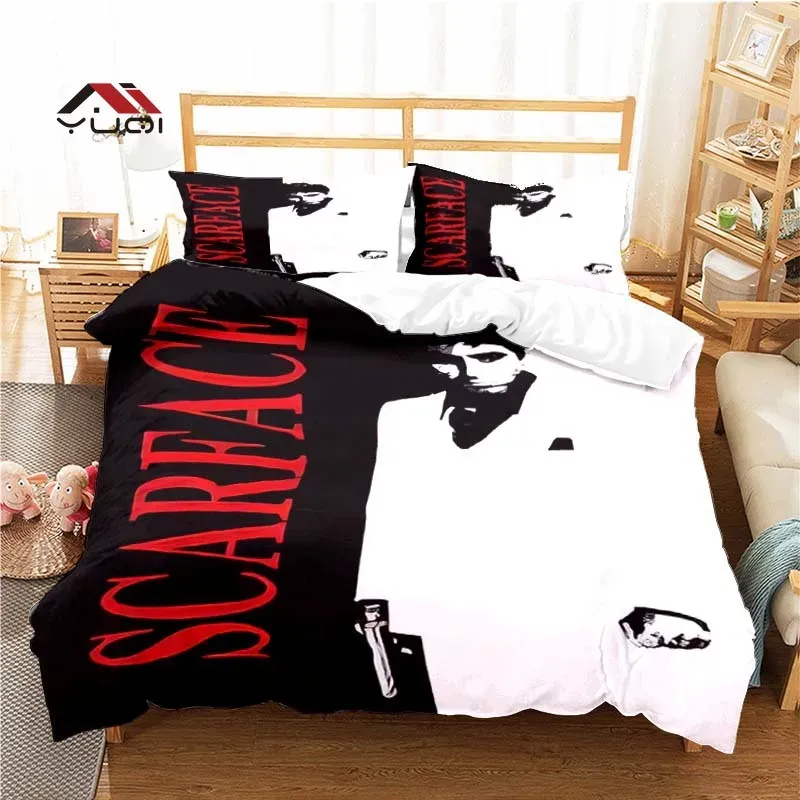 Set alpacino scarface patroon dekbedovertrek set beddengoed voor aldult kinderen bed set game quilt cover dekbed cover beddengoed set pure gordijnen