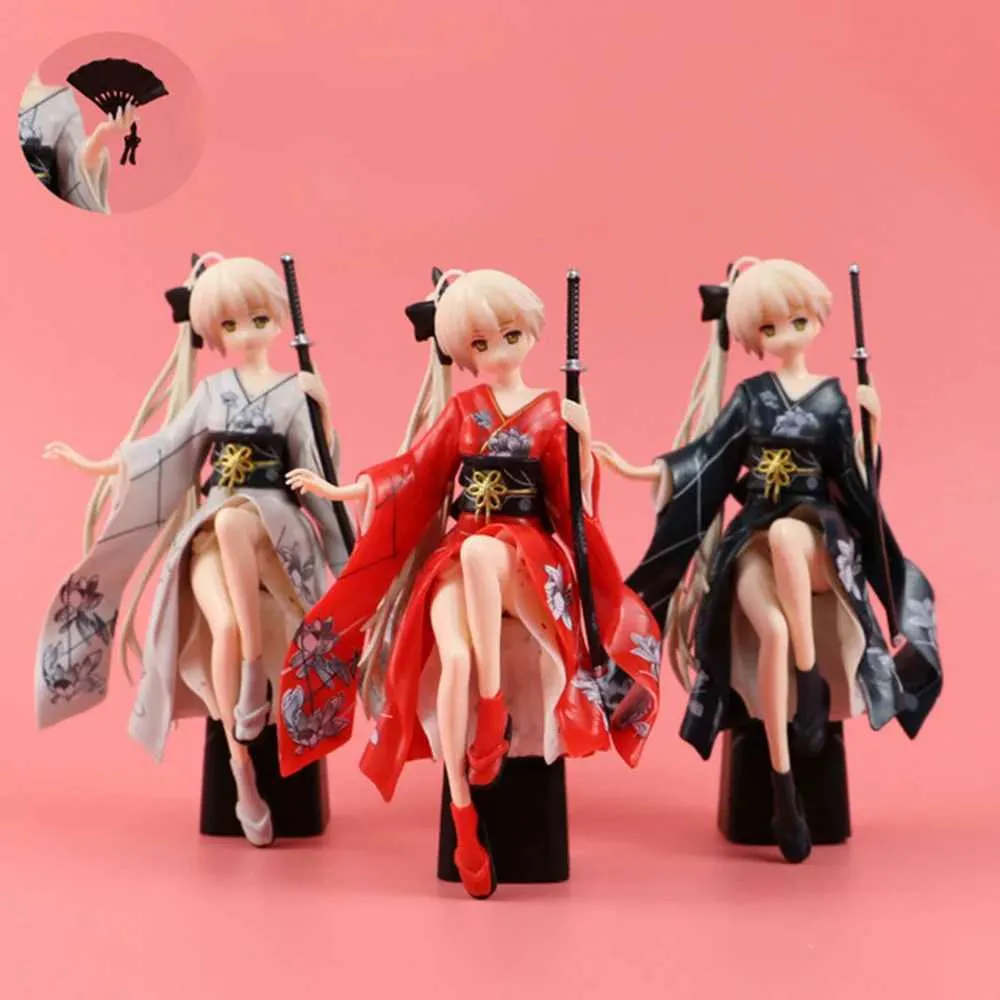 Bambole Anime Nero Rosso Kasugano Sora PVC Action Figurine Collezione Posizione seduta Modello Lovely Desktop Decorazione auto Giocattoli Regali per bambiniL2403