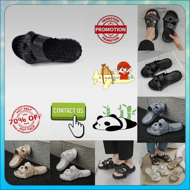 Designer Casual Platform Skeleton Head Funny One word Drag slippers summer sliders men women slides sandals sandals soft thick cushion cloud slide GAI