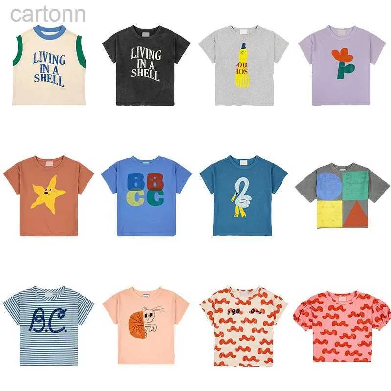 T-shirts Ins Childrens T-shirt 2023 Spring Summer New Ins-style Baby Boys and Girls Casual Cartoon Short Sleeve Top 1-11Y ldd240314