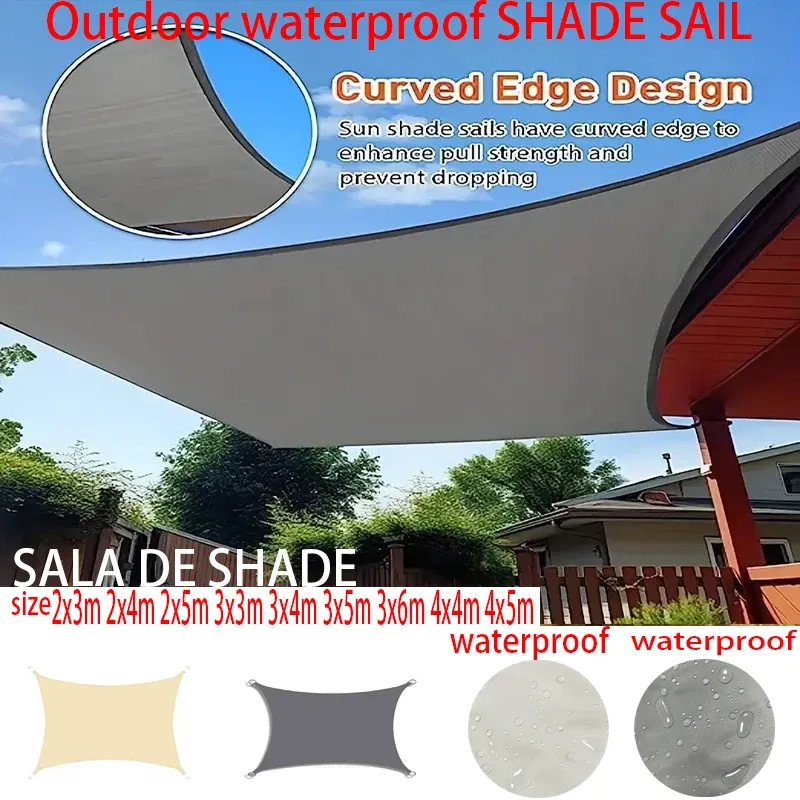 Nets Outdoor sunshade waterproof sunshade sail garden terrace car sunshade rectangular pool sunshade sail garden rainproof sail