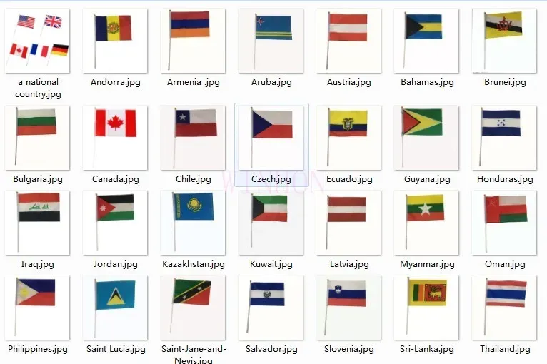 Accessoires World verschiedene Landflaggen 14*21 cm Handwellenflagge mit Handstangen Geschenken Parade Gothering Jubel Banner