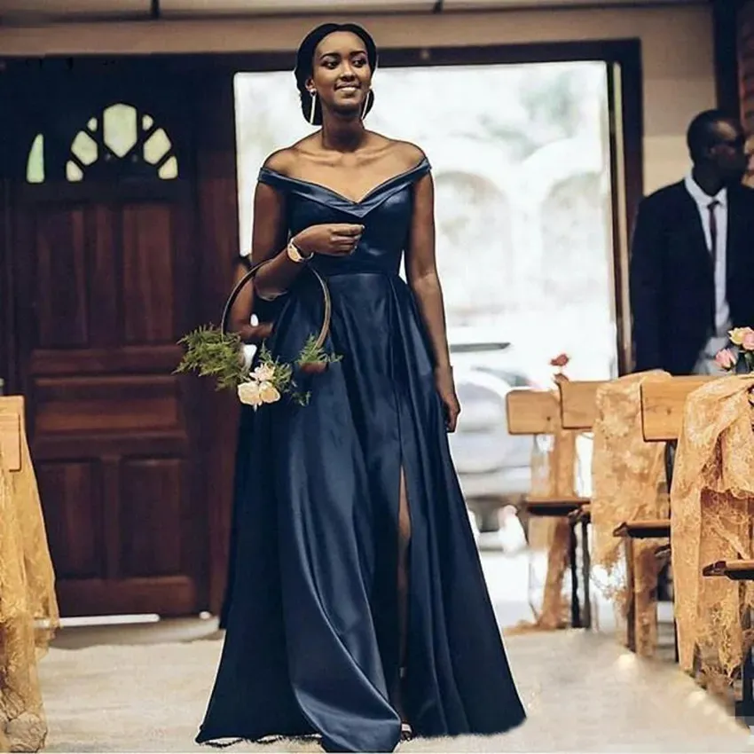 royal blue off the shoulder bridesmaid dress Simple Royal Blue Satin Off Shoulder Mermaid Long Custom Bridesmaid Dresses , BN1203