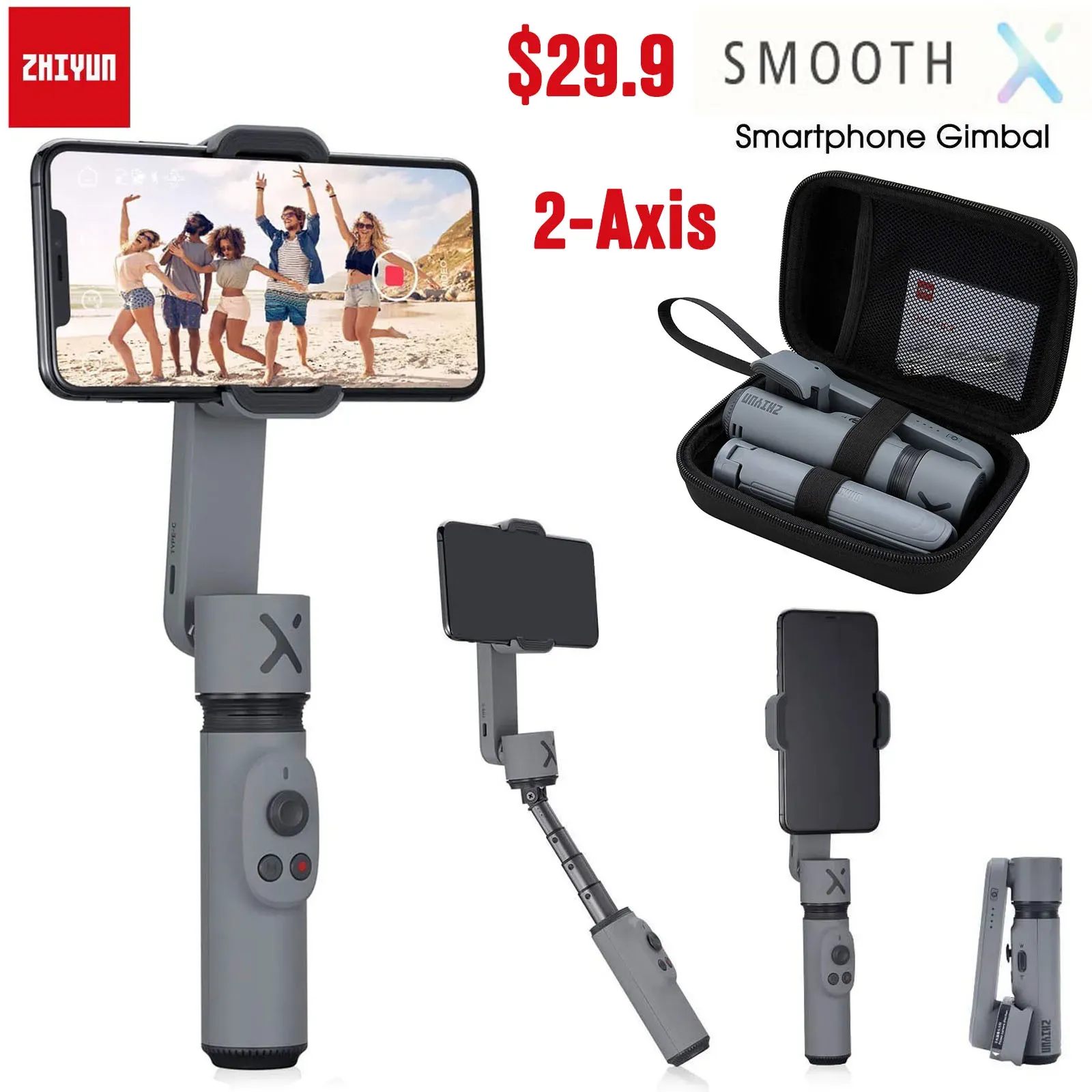 Heads Zhiyun Official Smooth X Handheld Gimbal Stabal Stick Stick Gimbal Stabilizer Smartphone pour Xiaomi Redmi Huawei iPhone Samsung