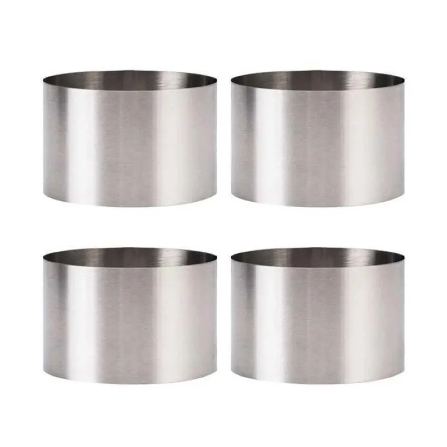 4Pcs Set 6 6 5 8 8 5cm Circular Stainless Steel Mousse Dessert Ring Cake Cookie Biscuit Baking Molds Pastry Tools 210721182G