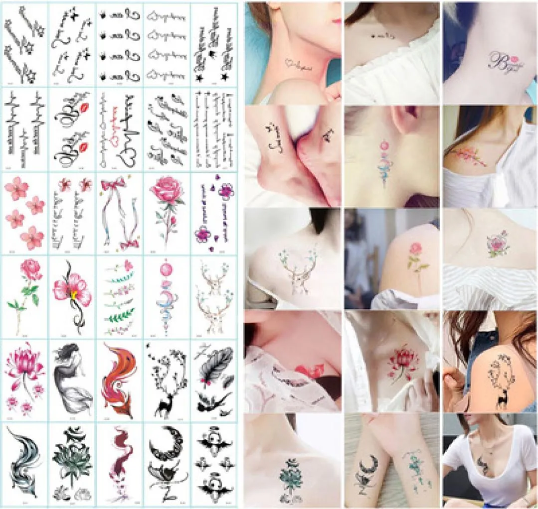 Tatuaje pequeño de dibujos animados negro de hoja de labios sexys, tatuajes de estrellas bonitos, arte corporal para dedos, tatuaje impermeable para niños WS0055974006