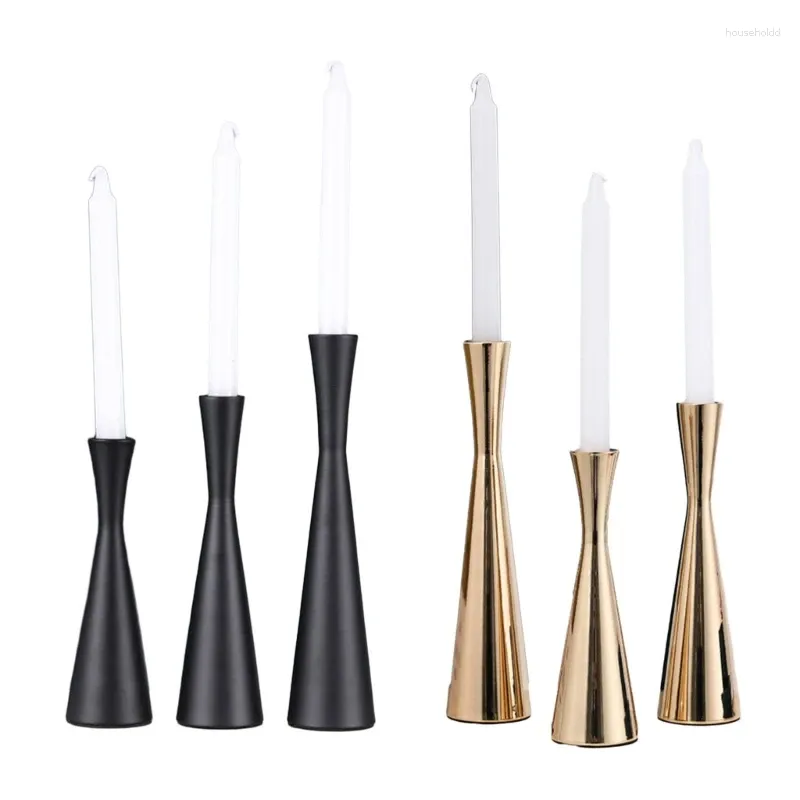 Candle Holders Candle -posiadacz Candlestick 3 sztuki Zestaw metalowy stojak na stojak dekoracyjny żelazko do domu i kościoła J78C