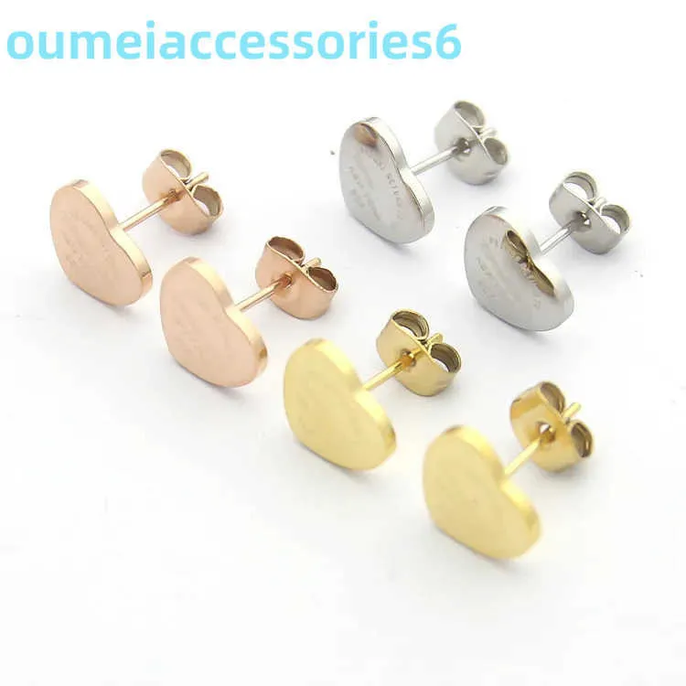 Boucles d'oreilles à clous simples, marque de luxe, bijoux de styliste, couleur or/argent/rose, cadeau de mariage et de noël, 2024