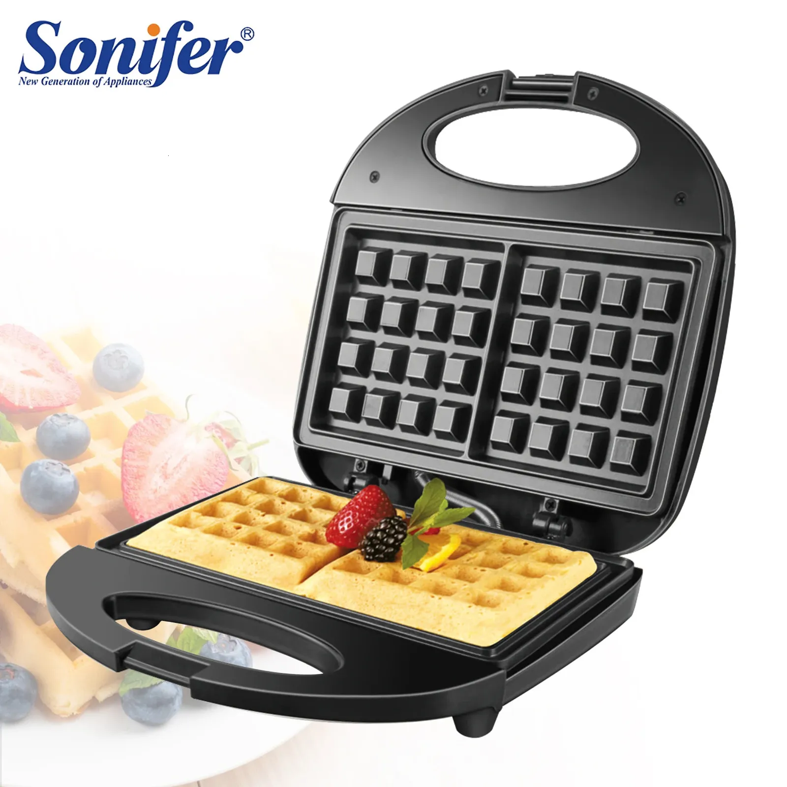 Profesyonel elektrikli waffle üreticisi pişirme mutfak aletleri çok fonksiyonlu kahvaltı waffles makine yapışmaz demir tava sonifer 240304