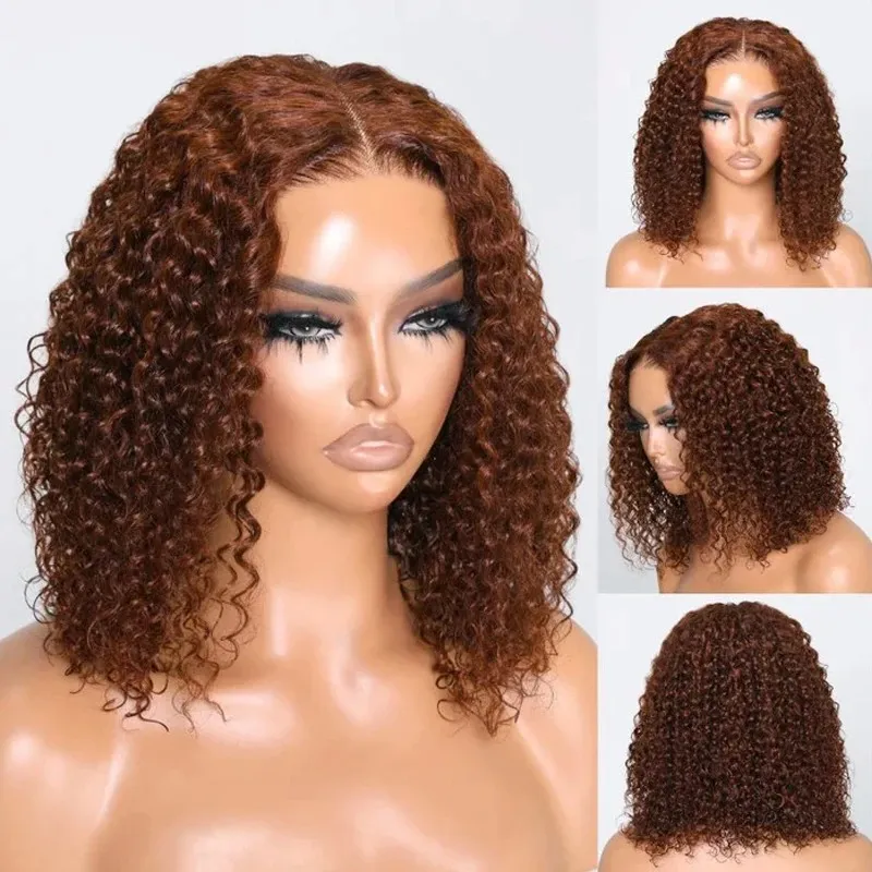 Brazilian Dark Brown Curly Bob Wig Deep Wave Frontal Wigs Curly Human Hair Wig 13xed Lace Front Wigs for Black Women
