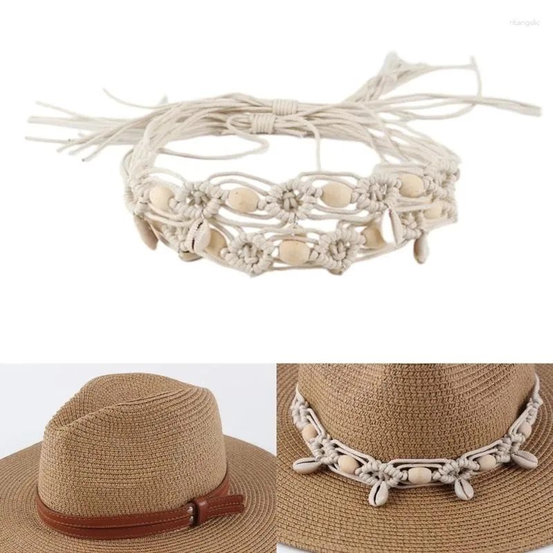 Bérets Chapeau décoratif Sangle Corde de lanière extérieure pour adulte Homme Femme Adolescents Paille Tissage Cowboy