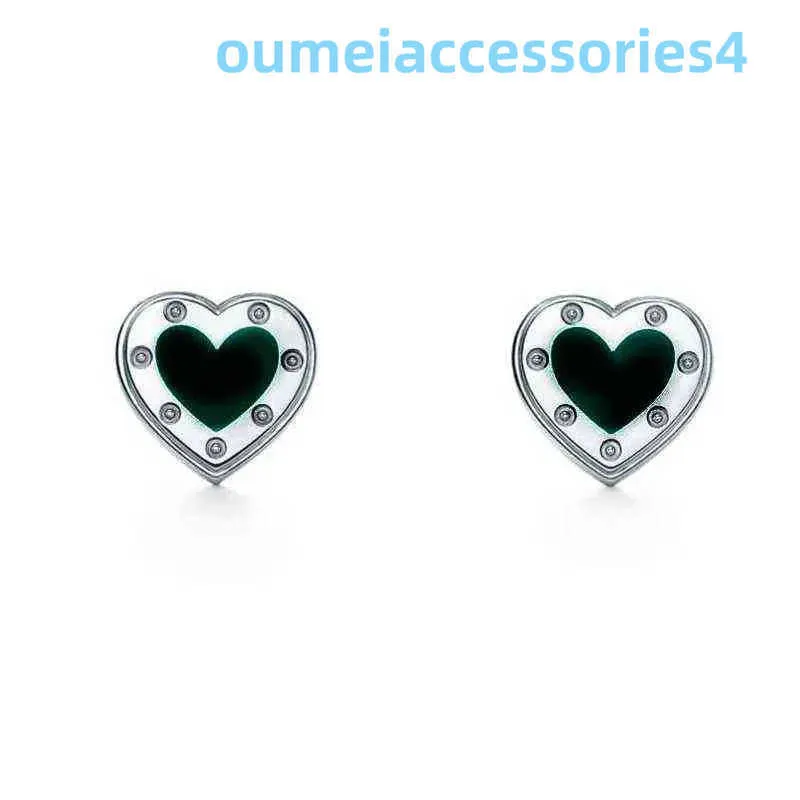 2024 Jewelry Designer Brand Stud S925 Sterling Heart-Shaped Earrings Classic Fashion Exclusive Blue Emamel Splash RA0B