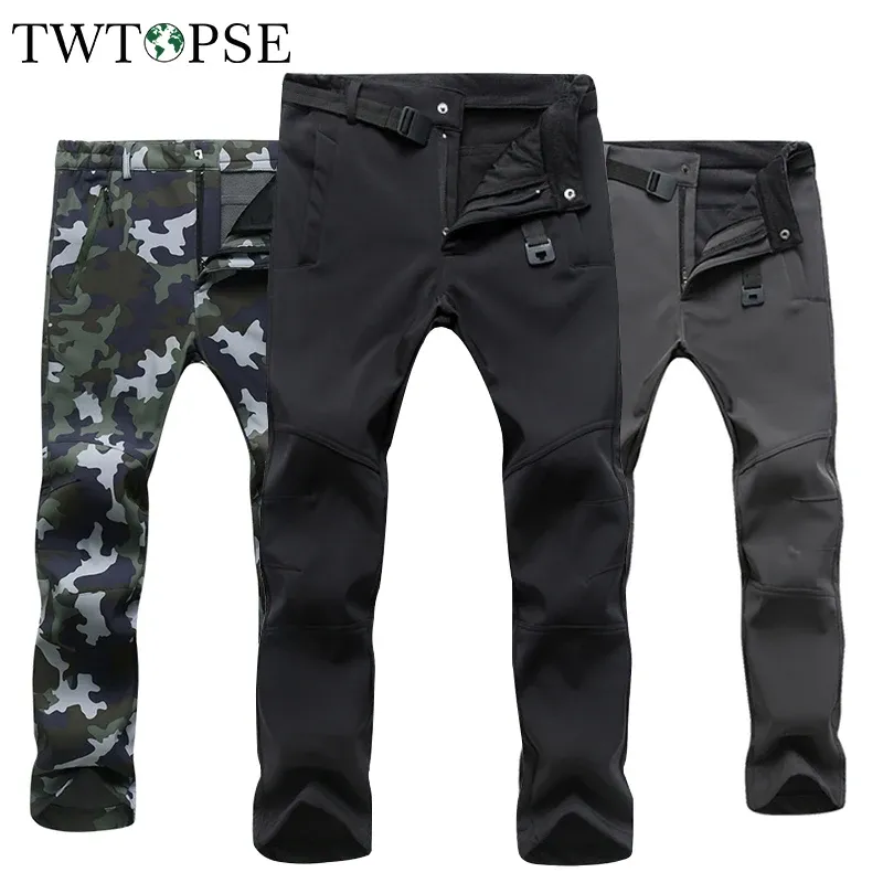 Roupas Twtopse Men Winter Homens de ciclismo de lã quente de lã aquático MTB Bike Bicycle Pants à prova de vento Caminhadas de camping calças de esqui