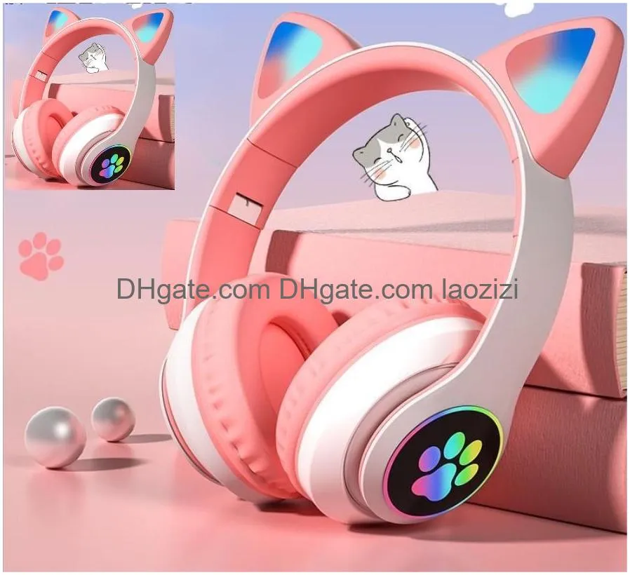 Walkie Talkie Headset猫の耳の騒音キャンセルヘッドフォンBluetooth 5.0若者の子供たちは6色OU4Oドロップ配信ottDVをサポートしています