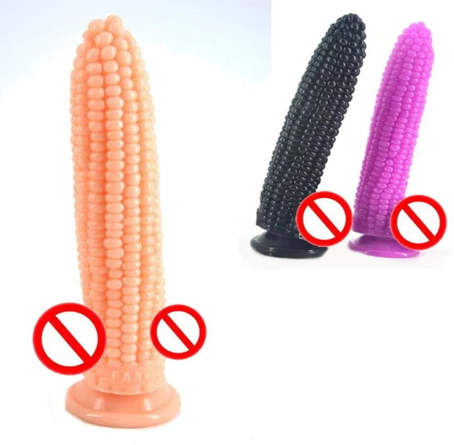 Corn Shape Design Dildo Penis Dong New Style Sex Toy for Male Female Masturbation Large Size Masturbator Wand Black Flesh Purple C4564243